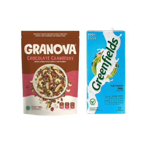 Jual Bundle Granova Granola Choco Cranberry 100 Gr And Greenfields Uht Full Cream 1l Shopee