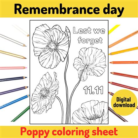 Printable Remembrance Day Poppy Colouring Page, Printable Coloring ...