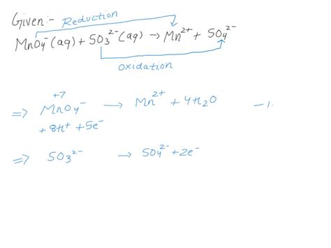 SOLVED MnO4 Aq SO32 Aq Mn2 Aq SO42 Aq When This Equation