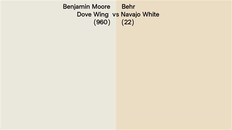 Benjamin Moore Dove Wing 960 Vs Behr Navajo White 22 Side By Side