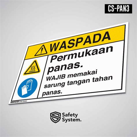 Jual Safety Sign K Pvc Ansi Permukaan Panas Wajib Sarung Tangan Xs