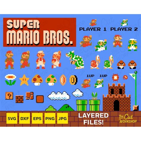 8-Bit Pixel Super Mario Bros Bowser Coin Block Layered BUNDL - Inspire ...