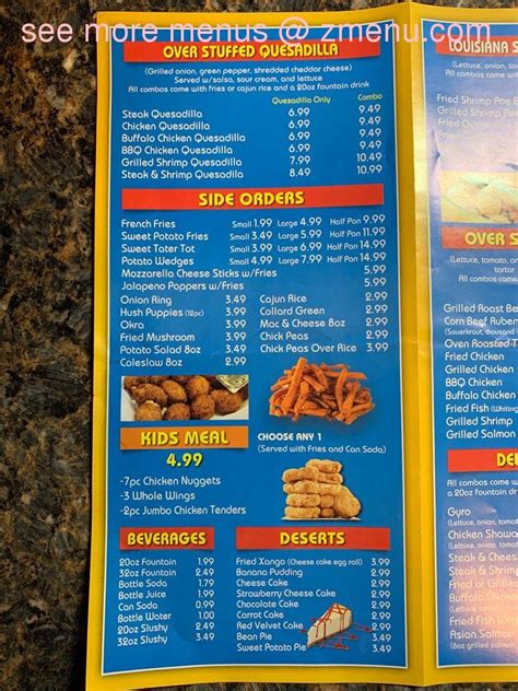 Menu At Sharks Fish And Chicken Restaurant Baltimore