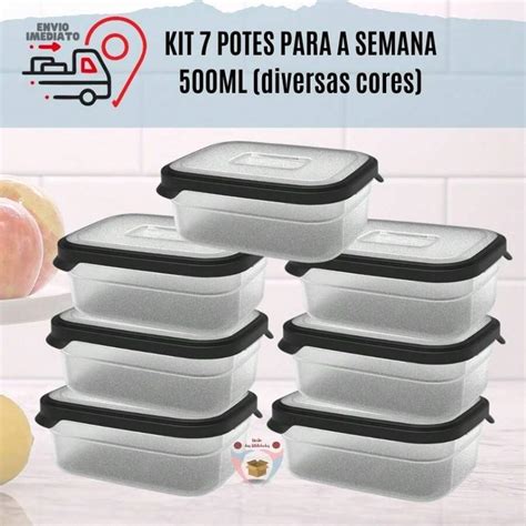 Kit Potes Marmitas Fitness Ml Diversas Cores Para Freezer E Micro