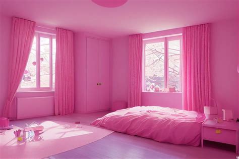 Premium Photo | Pink bedroom with delicate decor Room with furniture bed nightstand carpet and ...