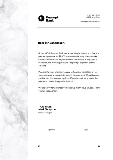 Bank Payment Notice Online Letterhead A4 Template Vistacreate