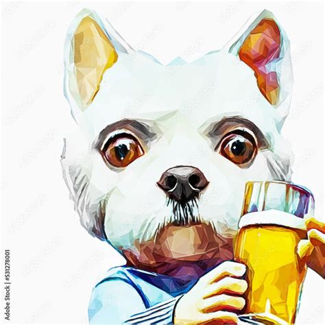 Character Pet. Cartoon dog with glass of beer in its hands. Vector in ...