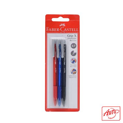 Ball Pen Gripx Mm Set Colors Blue Red Black Faber Castell Auto