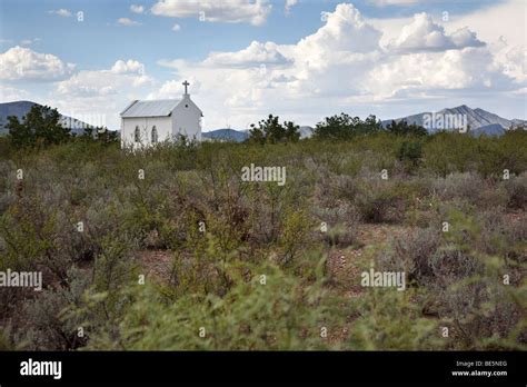 Chapel In Desert Near Pueblito De Allende Chihuahua Mexico Stock
