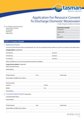 Fillable Online Application For Resource Consent To Discharge Domestic