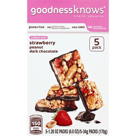 Goodnessknows Snack Squares Strawberry Peanut Dark Chocolate 1 2 Oz