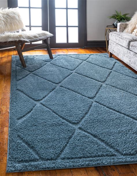 Light Blue 8 X 10 Trellis Shag Rug Rugs Ca