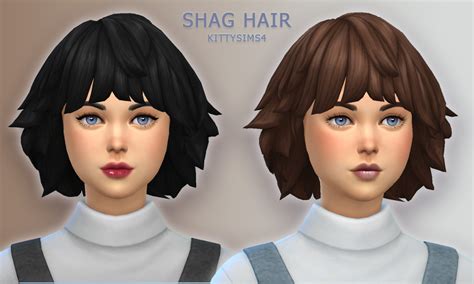 Kittysims4 Shag Hair Base Game Compatible Shaggy Hair For