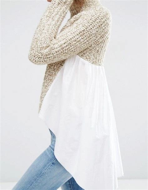 Asos Asos Knitted Jumper With Woven Back Fashion Lovely Clothes