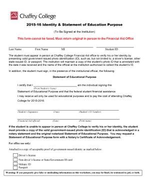 Fillable Online Chaffey V Identity And Statement Of