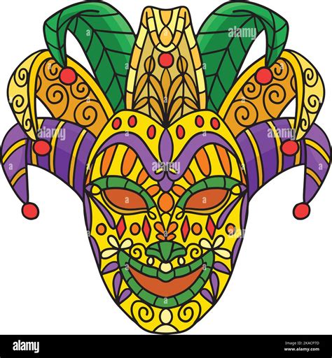 Mardi Gras Jester Mask Cartoon Colored Clipart Stock Vector Image Art