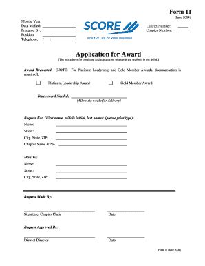 Fillable Online Score Application For Award Score Fax Email Print