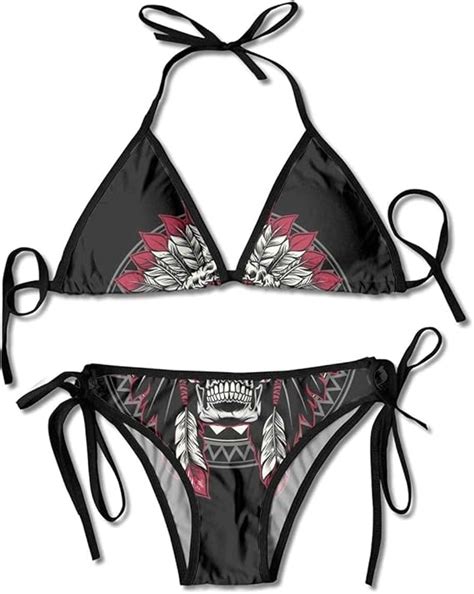 Bikini Native America Warrior Skull H Two Pieces Bikini Sets Swimsuit