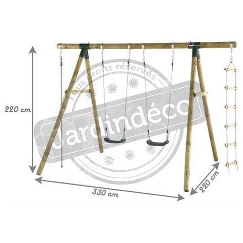 Portique En Bois Avec Balan Oire Chelle Et Corde