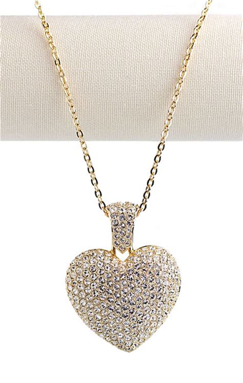 Swarovski Gold And Crystal Pave Heart Pendant Necklace Crystal Classics