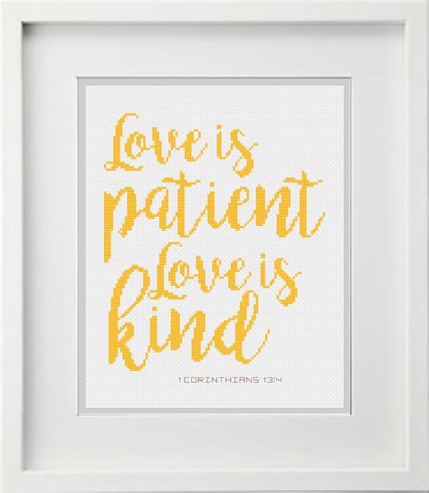 1 Corinthians 13 4 Bible Verse Cross Stitch Pattern Love Is Patient