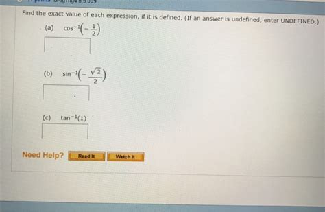 Solved Find The Exact Value Of Each Expression If It Is Chegg