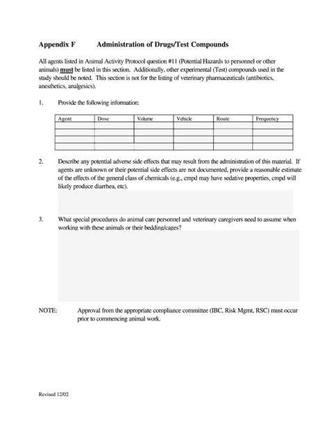 Fillable Online Appendix F Administration Of Drugstest Compounds Fax Email Print Pdffiller