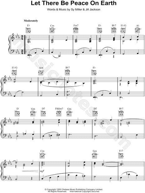 Sy Miller Let There Be Peace On Earth Sheet Music Piano Solo In Eb Major Transposable