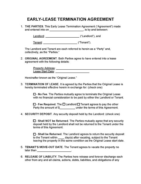 Free Early Lease Termination Letter Template Word