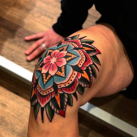 American Traditional Knee Tattoos