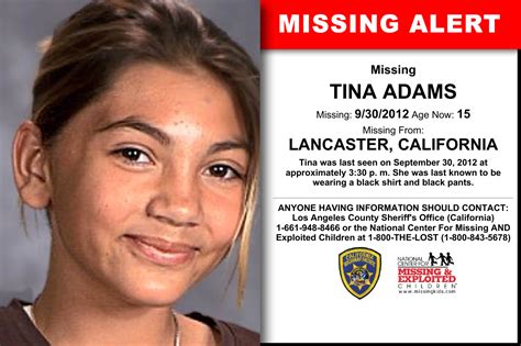 Tina Adams Age Now 15 Missing 09302012 Missing From Lancaster