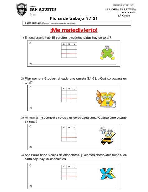 Grado Matem Tica Ficha T Cnica Operativa De La Multiplicaci N