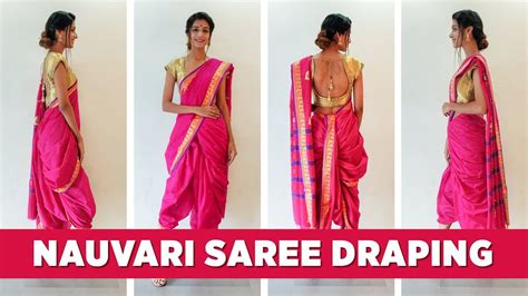 How To Wear A Nauvari Saree Maharashtrian Saree Draping Ganesh Puja