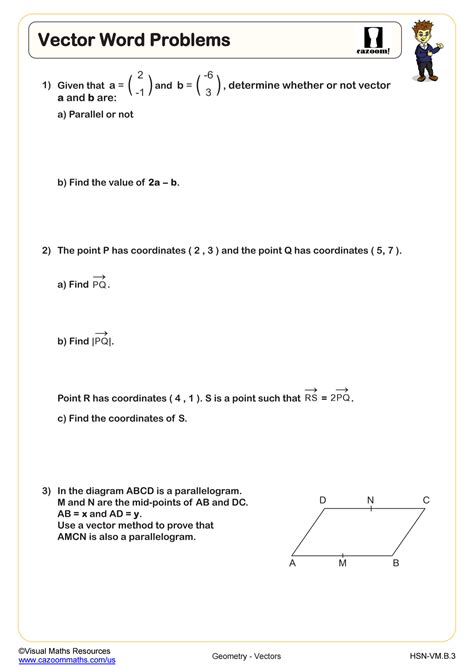 Vector Word Problems Worksheet | PDF Printable Geometry Worksheet