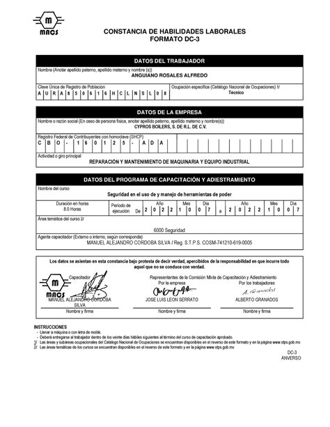 Herramientas Manuales Alfredo Constancia De Habilidades Laborales