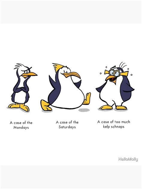 "A Case of the Mondays? Funny Penguin Cartoon" Poster for Sale by ...