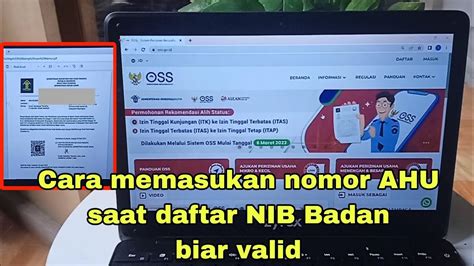 Cara Memasukan Nomor Ahu Pada Pembuatan Nib Badan Di Oss Youtube