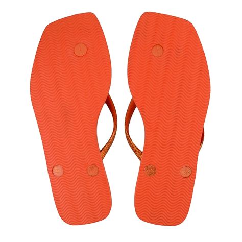 Chinelo Ramarim Glitter De Dedo Bico Quadrado Laranja Laranja