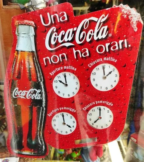 Coca Cola Adesivo Vetrofania Sticker Disco Orario Apertura Originale