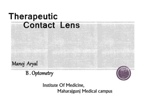 Therapeutic Contact Lenses Ppt