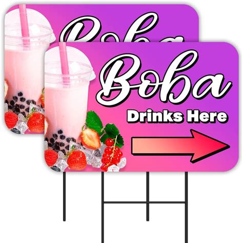 Boba Drinks 2 Pack Yard Signs 16 X 24 Double Sided