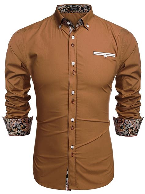 Coofandy Mens Dress Shirt Long Sleeve Casual Button Down Shirts Mens