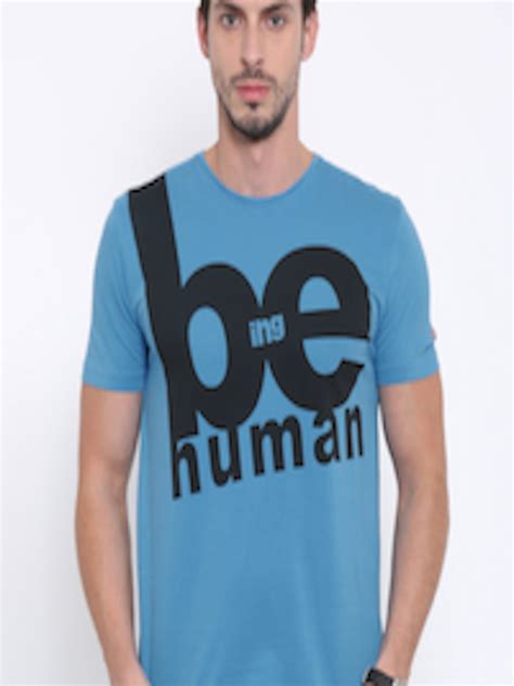 Buy Being Human Men Blue Printed Pure Cotton T Shirt Tshirts For Men