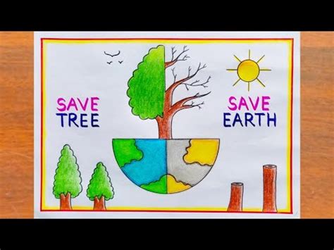 World Earth Day Drawing How To Draw Save Tree Save Earth Poster Easy