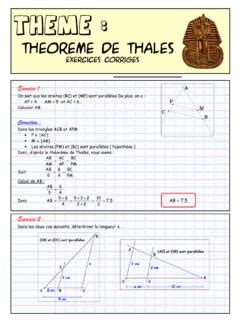 Théorème de Thalès Exercices corrigés th 233 or 232 me de thal 232