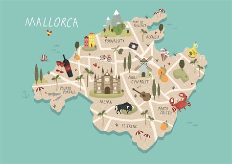 Map Mallorca, Art Print - Etsy