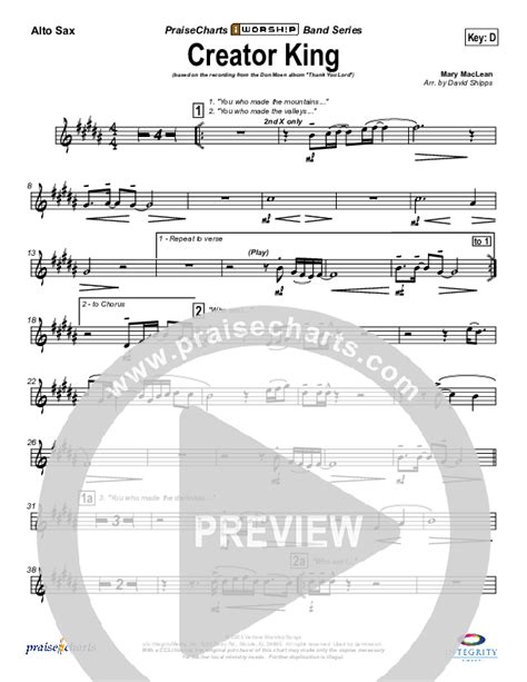 Creator King Alto Sax Sheet Music Pdf Don Moen Praisecharts