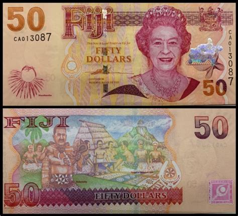 Fiji Cedula De Dollars Ano Em Estado Flor D