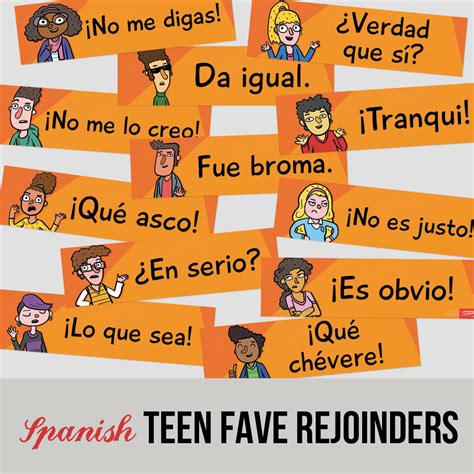 Teen Faves Spanish Rejoinder Signs Set Of 12 Spanish Teachers