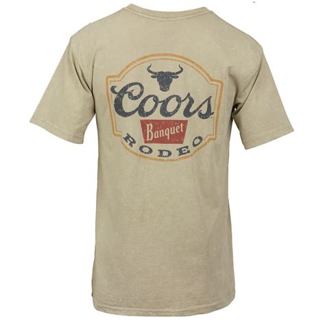 Coors Banquet Rodeo Logo Distressed Front And Back Tan T Shirt